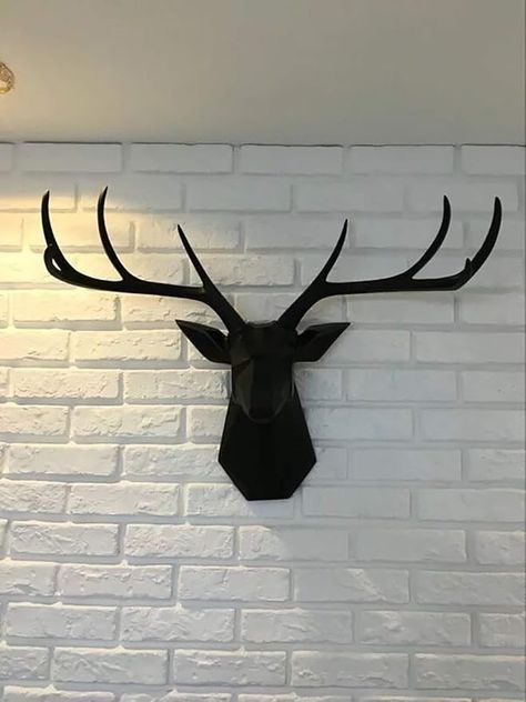 Amazon.com: Deer Head Wall Decor - Faux Taxidermy Animal Head Wall Art - Geometry Deer Head Home Decor,8 Point Buck Deer Head Bust Wall Hanging (White, 27.5''Wx20''H) : Home & Kitchen Faux Deer Head Decor, Cardboard Deer Heads, Animal Head Wall Art, Deer Head Decor, Faux Deer Head, Deer Head Wall Decor, Head Wall Decor, Animal Head Wall, Black Deer