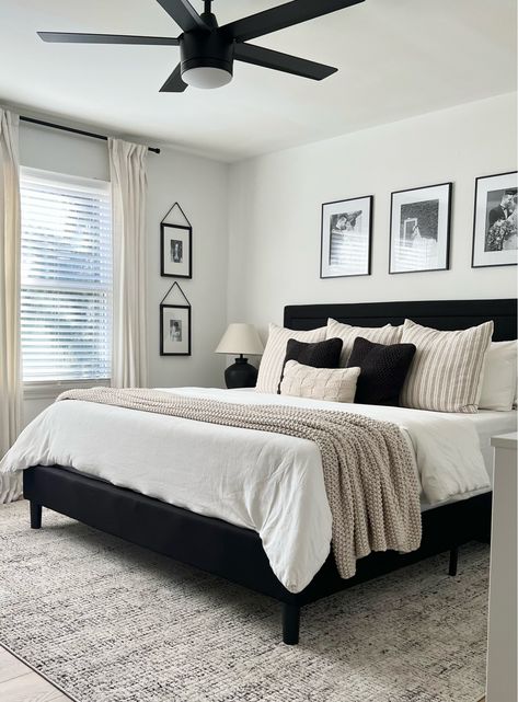 Black Bedroom Decor, Black Bed Frame, Neutral Bedroom Decor, Future Apartment Decor, Apartment Bedroom Decor, Dekorasi Kamar Tidur, Redecorate Bedroom, Apartment Decor Inspiration, Room Makeover Bedroom