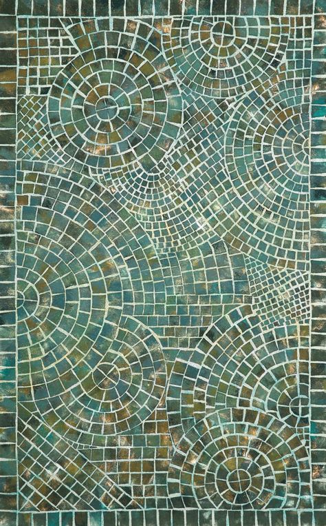 Visions V Arch Tile Blue Area Rug Arch Tile, Needle Punching, Blue Outdoor Rug, Green Mosaic, Tile Rug, Rug Direct, Contemporary Abstract Art, Modern Area Rugs, Abstract Artists