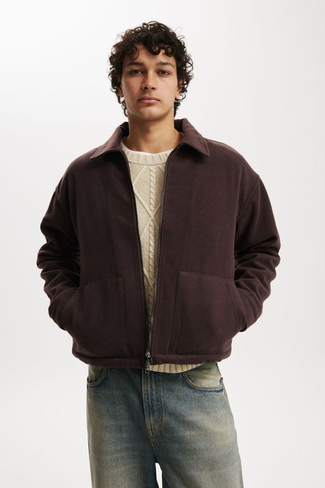 Harrington Jacket DevCotton On Men - Harrington Jacket - ChocolateCotton On | Men | Clothing | JacketsCotton On | Men | Clothing | JacketsCotton On | Men | Clothing | Jackets Mens Autumn Jackets, Men’s Fall Style, Mens Jacket Outfit, Granola Boy Aesthetic Outfits, Mens Fall Jackets, Mens Autumn Fashion, Mens Fashion Winter, Work Vibes, Nyc Outfits