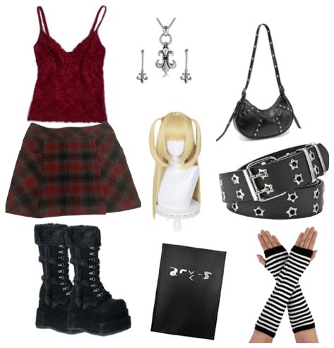 Demonia Bear 202, Punk Rock Costume, Misa Amane Outfit, Rock Costume, Outfit Ideas For Party, Closet Cosplay, Misa Amane, Long Gloves, Winter Warmers