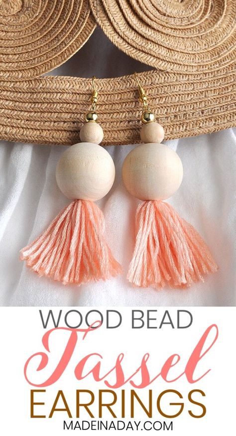 Wood Bead Tassel, Bead Tassel Earrings, Diy Tassel Earrings, Gold Star Earrings, Tassel Earing, Diy Tassel, Beaded Tassel Earrings, Macrame Earrings, Earring Tutorial