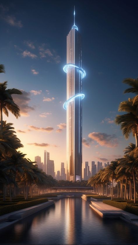 Fantasy Skyscraper, Famous Architecture Buildings, Scifi Building, Elegant Images, Futuristic Building, Future Buildings, Best Home Theater, Skyscraper Architecture, Building Concept