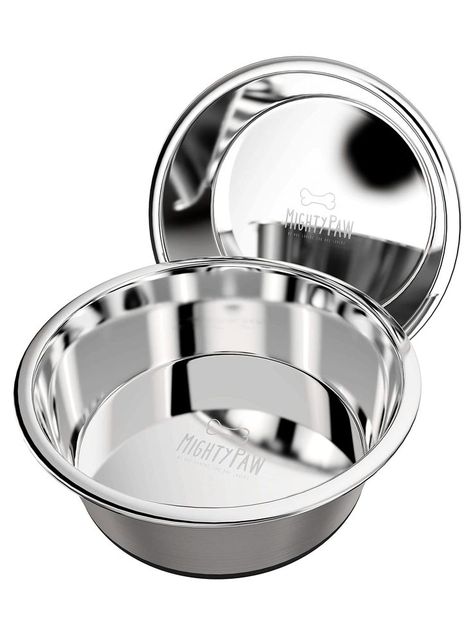 Mighty Paw Stainless Steel Dog Bowls (2 Pack) | Non-Slip Rubber Bottom and No Spill Design. Dishwasher Safe Metal Food & Wate Stainless Steel Dog Bowls, Dog Water Bowls, Dog Varieties, Cat Food Bowl, Pet Breeds, Stainless Steel Bowls, Wet Dog Food, Feeding Time, Dog Bowl