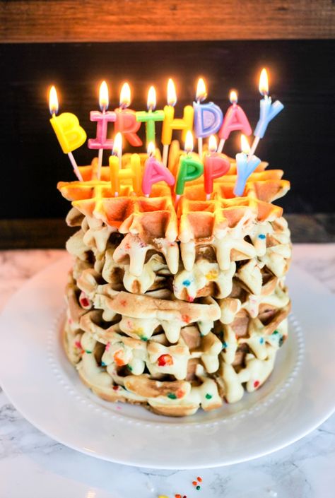 Funfetti Birthday Waffles are the best birthday breakfast a kid could imagine! Birthday Waffles, Birthday Breakfast Ideas, Birthday Breakfast For Husband, Funfetti Birthday, Breakfast Birthday, Birthday Morning, Birthday Traditions, Birthday Breakfast, Breakfast Waffles