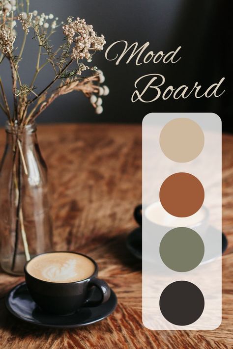 Bakery Color Palette Colour Schemes, Bakery Mood Board, Coffee Shop Mood Board, Coffee Mood Board, Coffee Color Aesthetic, Cafe Mood Board, Restaurant Color Scheme, Colour Palette Coffee, Coffee Moodboard Aesthetic