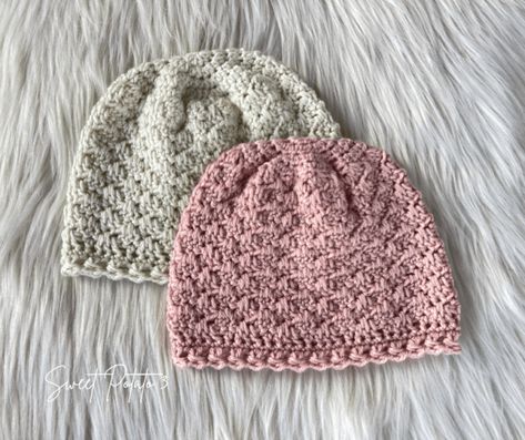 Simple Flower Headband Crochet Pattern {FREE} - Sweet Potato 3 Chemo Caps Pattern, Crochet Baby Cap, Chemo Beanies, Coquille Saint Jacques, Crocheted Hats, Bonnet Crochet, Easy Crochet Baby, Cap Patterns, Chemo Hat