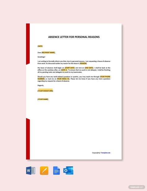 Free Leave of Absence Letter for Personal Reasons #AD, , #Affiliate, #Absence, #Leave, #Free, #Reasons, #Personal Leave Of Absence Letter From Work, Henna Art Designs, Product Page, Google Docs, Blog Website, Write To Me, Word Doc, Letter Templates, Business Person