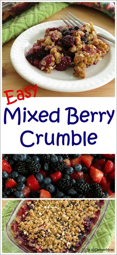 Mixed Berries with an Oatmeal Crumble Topping - this is such an easy recipe and is lovely with ice cream too!! #SundaySupper Tounge Recipes, Moscato Recipes, Triple Berry Crisp, Cheerwine Recipes, Popcicles Recipes, Mixed Berry Crumble, Berry Crumble Recipe, Apple And Berry Crumble, Mixed Berry Crisp