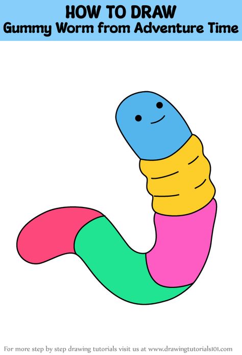 How to Draw Gummy Worm from Adventure Time Worm Adventure Time, Gummy Worm, Gummy Worms, Learn Drawing, Step By Step Drawing, Learn To Draw, Cartoon Network, Adventure Time, Drawing Tutorial