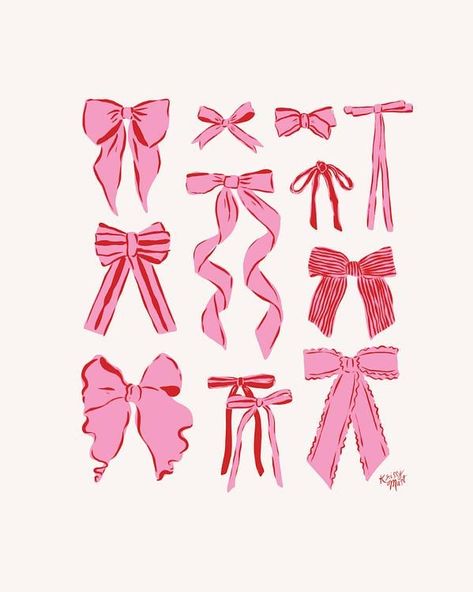 How To Paint Ribbons And Bows, Bows Wallpaper Mac, Ribbon Poster Design, Ribbon Illustration Graphics, Bows And Ribbons, Christmas Bow Illustration, Bow Illustration Ribbon, Different Types Of Bows, Bows Illustration