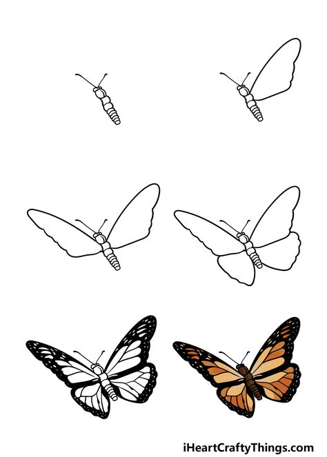 Monarch Butterfly Drawing - How To Draw A Monarch Butterfly Step By Step Butterfly Drawing Reference, Monarch Butterfly Sketch, Monarch Drawing, Draw A Monarch Butterfly, Butterfly Drawing Images, Monarch Butterfly Drawing, Painting Clipart, Watercolor Butterfly Tattoo, Easy Butterfly Drawing