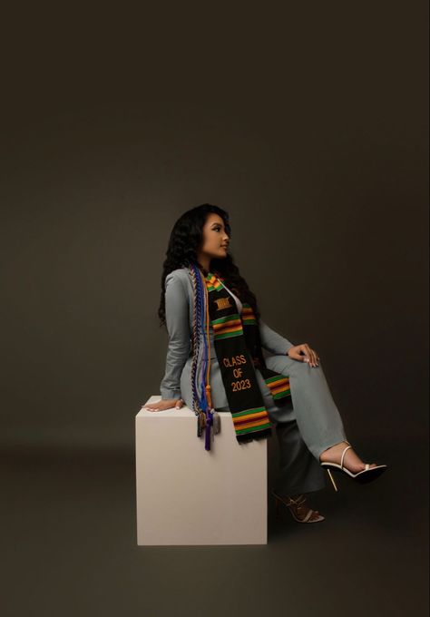 Graduation Picture Ideas In Studio, In Studio Graduation Photoshoot, Masters Graduation Pictures Studio, Masters Degree Photoshoot Black Women, Woman Graduation Pictures, Undergrad Graduation Pictures, Graduation Photoshoot Ideas Studio, English Major Graduation Pictures, Suit Graduation Pictures Women