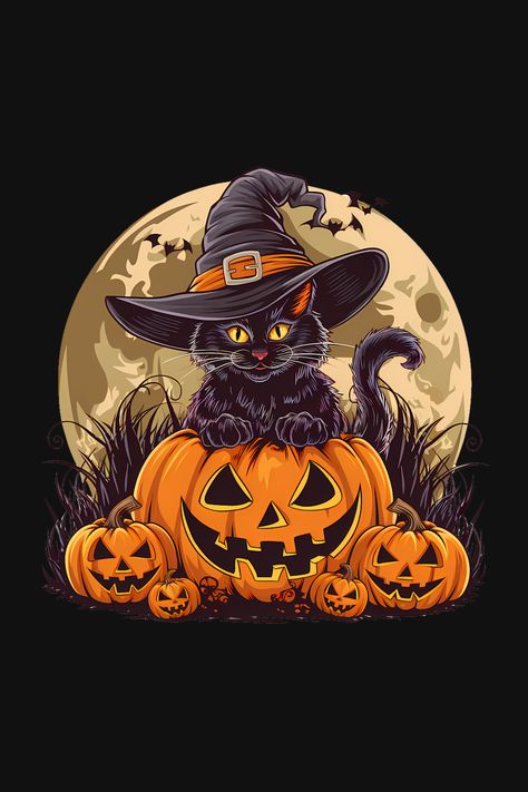 Black Cat Wearing Witch Hat Classic T-Shirt Cat Wearing Witch Hat, Canvas Ideas, Witch Hat, New T, Black Cat, Classic T Shirts, Witch, Hats, Canvas