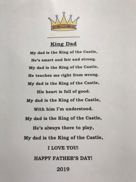 We gave our dads this poem and a homemade crown to wear on Father’s Day Poem On Father In English, Father’s Day Poem, Funny Fathers Day Poems, Homemade Crown, Love Letter For Husband, Birthday Rhymes, Rhyming Quotes, Papa Birthday, Father Poems