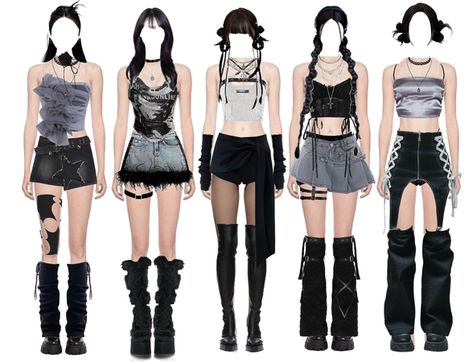 K Pop Stage Outfits Ideas 5 Members, Shoplook Kpop, Kpop Stage Outfits Ideas 5 Members, 5 Member Outfits, K Pop Outfit Ideas, Stage Outfits 5 Members, Debut Outfit, Idols Outfits, Kpop Clothes