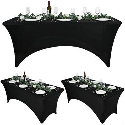 Thoughtful Design: Four reinforced foot pockets for fixing tablecloth,that firmly fix the tablecloth on the table and will not fall under the influence of the wind, providing a stable environment for the banquet, when guests enjoy your signature dishes, drinks, or desserts. Rectangular table covers exemplify modern sophistication and urban elegance. Size: 30" x 72", Colour: Black Fitted Table Cover, Grey Plates, Fitted Tablecloths, Wedding Table Linens, Wedding Tablecloths, Craft Fair Displays, Outdoor Tablecloth, Party Table Cloth, White Table Cloth