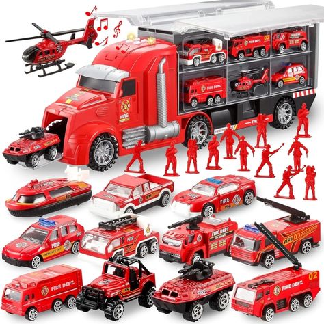 Exciting toy set for toddlers and kids featuring realistic sound & light! Diecast Batmobile collection and a die-cast International LoneStar truck for your collection.  🚒🚚🦇 #ToySet #Diecast #KidsToys Early Preschool, Rescue Helicopter, Truck Games, Armored Car, Toy Fire Trucks, Car Seat Toys, Police Truck, Small Trucks, Preschool Education