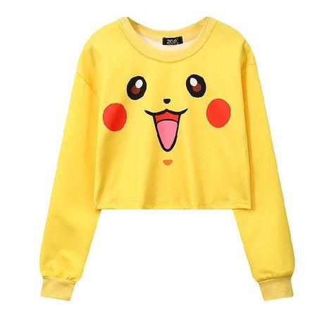 Happy Face Pikachu Short Sweatshirt Women  #HappyFacePikachuShortSweatshirtWomen #PikachuPokemonSweater #PikachuPokemonSweatshirt #PikachuSweater #PikachuSweatshirt #PikachuSweatshirts #PokemonPikachuSweatshirt #PokemonSweatshirt #Sweatshirt #Yellow Pokemon Cartoon, 3d Pokemon, Crop Top Sweatshirt, Short T Shirt, Sweatshirt Women, Crop Top Sweater, Yellow Sweater, Women Hoodies Sweatshirts, Kawaii Clothes