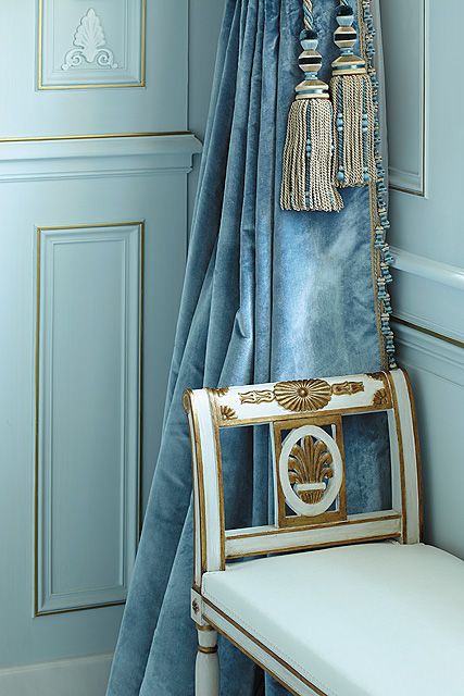 Shangri La Hotel, Shangri La, Paris Hotels, French Decor, French Blue, Blue Walls, A Chair, French Country, Shades Of Blue