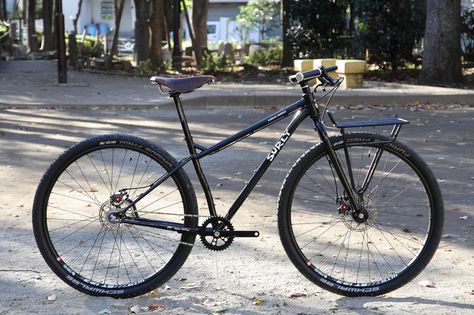 https://flic.kr/p/BUyPH9 | *SURLY* karate monkey complete bike | *SURLY* karate monkey complete bike BLUE LUG custom SPEC Frame:*SURLY*karatemonkey Headset:*CHRIS KING* inset7 Wheels:*SURLY* ultra new disc hub × *WTB* ST i23 rim Tire:*SCHWALBE* Brake lever:*AVID* Crankset:*WHITE INDUSTRIES* double/double crankset Brake:*AVID* bb7 mtn Stem:*THOMSON* x4 Handle:*NITTO* b814 3-piece bar BL special Seat post:*THOMSON* x4 Saddle:*BROOKS* Grips:*PDW* bourbon grips Front rack:*SOMA* porteur rack Surly Karate Monkey, Karate Monkey, Karate Moves, Touring Bicycles, Commuter Bicycle, Bike Tour, Cycling Bikes, Bike Shop, Karate