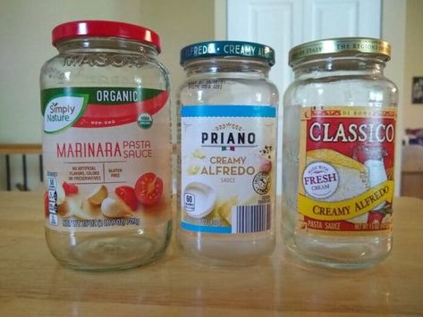 Diy Food Jars Ideas, Ways To Use Glass Jars, Repurpose Glass Jars Diy Projects, How To Reuse Glass Jars, Reuse Jars Ideas, Pasta Jars Reuse, Recycle Glass Jars Ideas, Glass Jar Recycle Ideas, Recycling Glass Jars