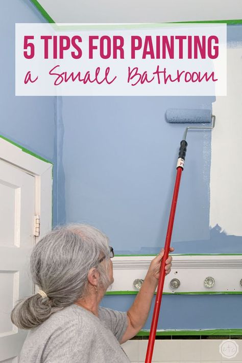 5 Tips for Painting a Small Bathroom - Happily Ever After, Etc. #paintingtips #bathroompaint #diypaintingtechniques #bathroompaintcolors #ad Bathroom Painting Tips, How To Decorate Bathroom Walls, Best Paint Colors For Bathroom Walls, Painting A Small Bathroom, Small Bathroom Paint Ideas, Bathroom Paint Ideas, Painting Bathroom Walls, White Ceiling Paint, Small Bathroom Paint Colors