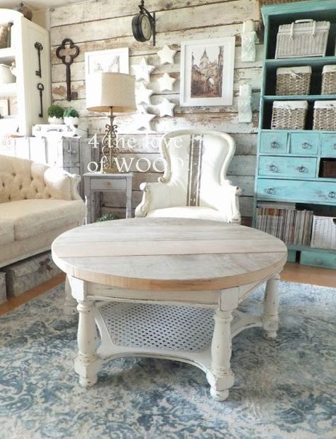 HOW I MADE A FARMHOUSE COFFEE TABLE - from a $15 thrift store find French Country Coffee Table, Table Upcycle, Vintage Wood Furniture, Farmhouse Coffee Shop, Hexagon Coffee Table, Coffee Table Makeover, Farmhouse Coffee Table, Chic Coffee Table, Interior Decoration Accessories