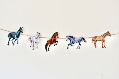 Paper Garland, Horse Coloring, Bunting, Wall Hangings, Twine, Beauty Book, Equestrian, Original Paintings, Pet Supplies