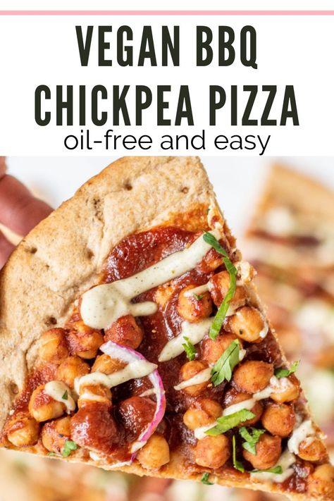 This BBQ chickpea pizza is a copycat of the bbq chicken pizza from California Pizza Kitchen but it’s better. 100% plant-based vegan dinner idea, oil-free, WFPB, and easy. This takes only 10-minutes to make! Kid-friendly dinner. #vegandinner #veganpizza #homemadepizza #BBQ #plantbaseddinner https://healthygirlkitchen.com/recipes/vegan-bb Chickpea Pizza, Bbq Chickpeas, Plant Based Pizza, Vegan Pizza Recipe, Vegan Barbecue, Wfpb Recipes, Plant Based Dinner, Vegan Bbq, Vegan Lunch Recipes