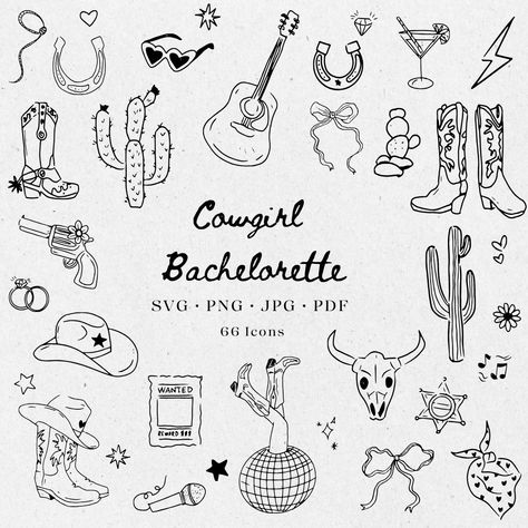 Cowgirl Doodles, Cowgirl Drawing, Hen Do Ideas, Scribble Drawings, Cowgirl Clipart, Cowgirl Tattoos, Cowgirl Bachelorette, Invitations Birthday, Drawing Clipart