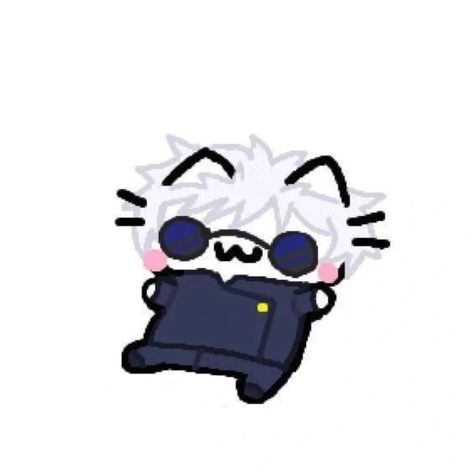 Gojo Satoru Cat, Happy Expression, Funniest Pics, Mysterious Creatures, Chibi Cat, Cute Easy Doodles, Goofy Drawing, Cat Doodle, Kinds Of Cats