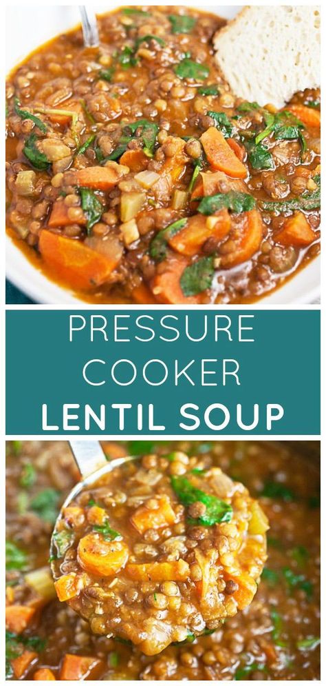 Spinach Lentil Soup Instant Pot, Carrot Lentil Soup Instant Pot, Lentil Soup In Instant Pot, Veggie Lentil Soup Instant Pot, Chicken And Lentil Soup Instant Pot, Insta Pot Lentil Soup Recipe, Pressure Cooker Lentil Soup, Lentil Potato Soup Instant Pot, Lentil Pressure Cooker Recipes