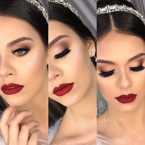 Bride Makeup Brown Eyes, Bridal Makeup Red Lips, Bridal Lipstick, Glam Bride Makeup, Make Up Sposa, Wedding Makeup For Brunettes, Wedding Eye Makeup, Glam Wedding Makeup, Wedding Makeup For Brown Eyes