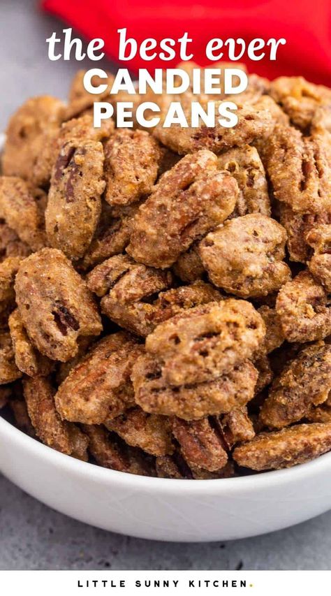 Snacks With Pecans, Cinnamon Covered Pecans, Sugared Pecans In Oven, Buccees Candied Pecans, Roasted Candied Pecans, Microwave Pecan Candy, Butter Cinnamon Pecans, Roasted Pecans Recipe Brown Sugar, Sugared Pecans Recipe