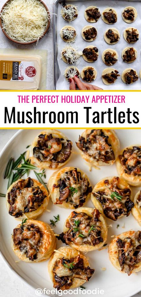 Holiday Food Appetizers, Hors Devours Appetizers Vegetarian, Finger Food Veggie Appetizers, Christmas Party Food Vegetarian, Vegetarian Finger Food Appetizers, Holiday Mushroom Recipes, Vegetarian Horderves Appetizers, Snack For New Years Party Appetizers, Best Party Food Ideas