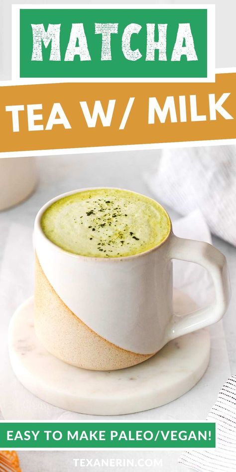 Matcha Tea With Milk - Texanerin Baking Matcha Milk Tea Recipe, Matcha Tea Recipes, Matcha Drink Recipes, Creamy Matcha, Winter Drink Recipes, Tea With Milk, Matcha Recipes, Milk Tea Recipes, Matcha Dessert