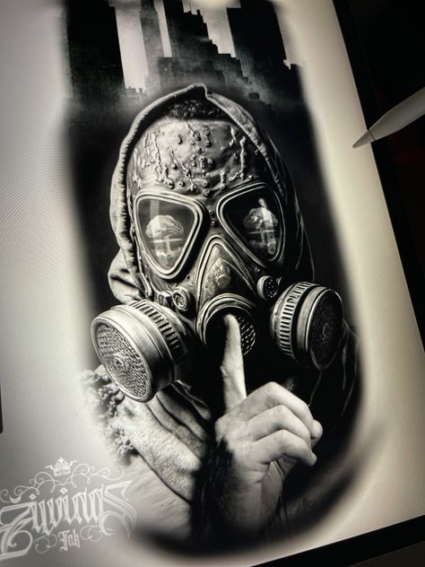 Gas Mask Tattoo Ideas, Gas Mask Photography, Gas Mask Tattoo Design, Gasmask Tattoo, Military Sleeve Tattoo, Lion Shoulder Tattoo, Gas Mask Tattoo, Nautical Tattoo Sleeve, Lord Of The Rings Tattoo