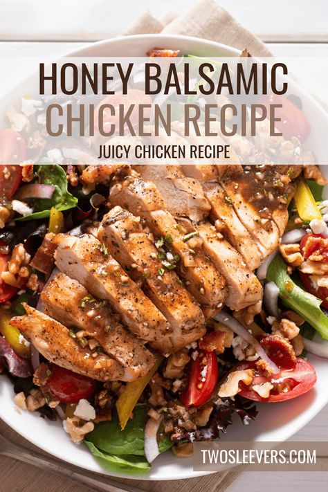 Honey Balsamic Chicken Recipe | Chicken With Balsamic Glaze Balsamic Chicken Sides, Recipes Using Balsamic Glaze, Air Fryer Balsamic Chicken, Chicken With Balsamic Glaze, Balsamic Chicken Crock Pot, Chicken Recipes Juicy, Balsamic Chicken Recipe, Honey Chicken Thighs, Balsamic Chicken Breast