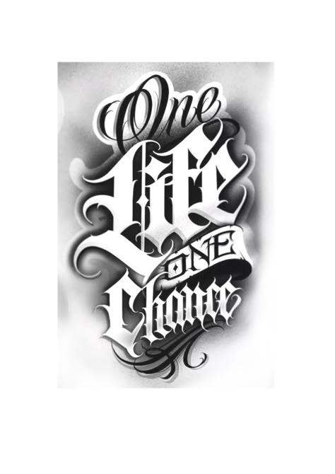 One Life One Chance Tattoo Design, Word Sleeve Tattoo, Lettering Sleeve Tattoo, Stomach Quote Tattoos, Script Tattoo Men, No Limits Tattoo, Against All Odds Tattoo, Chicano Tattoos Lettering, Hair Tattoo Designs