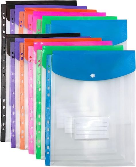 Practical Design Clear Plastic Material - View the content without opening, each label pocket with a label pocket, and multiple colours and blank writable tabs to classify and identify your document. Snap button to keep contents secure.
Multitude Usage - Plastic A4 sleeves are suitable for daily use, keep the documents organized, portable to storing documents, light weight can be used at school, home, work, office and business trip. Stationary Supplies For School, Supplies For School, Poly Pocket, A4 Document, Purple Punch, Plastic Folders, Birthday Accessories, Stationary Supplies, Documents Organization