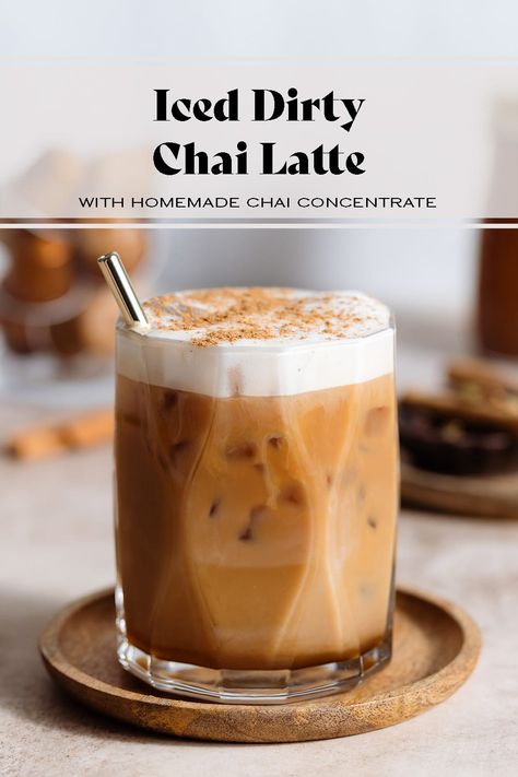 Matcha Chai Latte Recipe, Chai Drinks, Dirty Chai Latte, Chai Recipes, Chai Time, Chai Concentrate, Iced Chai Tea Latte, Iced Chai Tea, Chai Latte Recipe