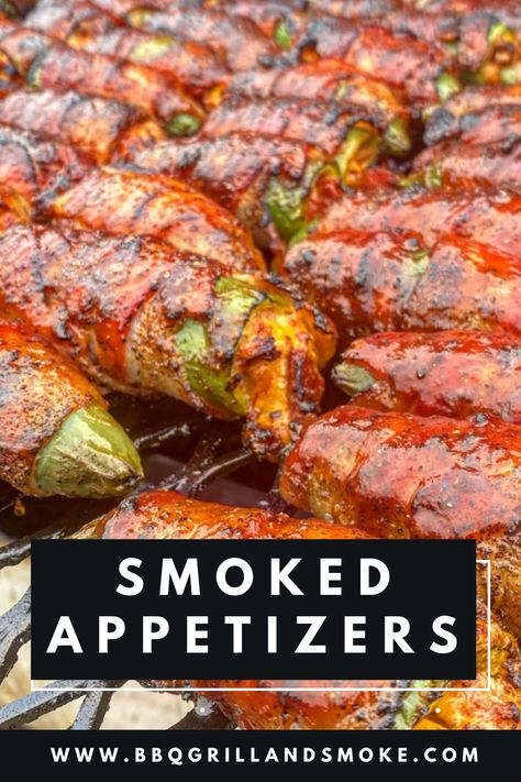 Smoked Stuffed Pickles, Best Smoker Appetizers, Treager Appetizer Recipes, Traeger Grill Appetizer Recipes, Easy Smoker Appetizers, Smoked Hors D’oeuvres, Smoked Snacks Recipes, Smoked Christmas Appetizers, Smoker Recipes Appetizers