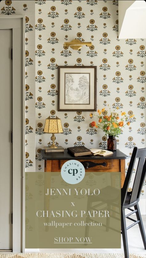 Pepper Home Wallpaper, Vintage House Wallpaper, Wallpaper Entryway Ideas, Den Wallpaper, Chasing Paper Wallpaper, Fancy Wallpaper, Playing Favorites, I Spy Diy, Chasing Paper