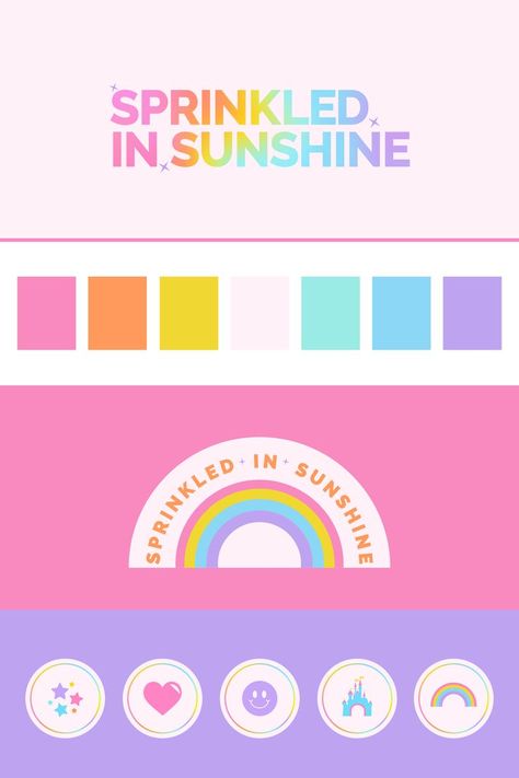 3 Color Rainbow, Cute Small Business Logo Ideas, Pastel Color Logo Design, Cute Pastel Color Palette, Logos Color Pastel, Bright Happy Color Palette, Colorful Branding Design, Pastel Logo Design, Cute Color Palettes