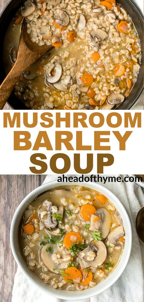 Vegetarian Mushroom Barley Soup, Barley And Mushroom Soup, Mushroom Barley Soup Recipe, Recipes Mushrooms, Lenten Meals, Chicken Barley, Mushroom Barley, Mushroom Barley Soup, Fall Dinners