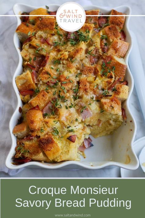 Savory Bread Pudding Recipe, Savory Bread Pudding, French Sandwich, Savory Bread Puddings, Light Food, Ham And Cheese Sandwich, Savory Bread, Breakfast Bites, Bread Pudding Recipe