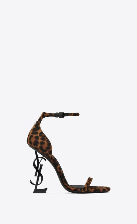 Pony Effect, Fashion Shoes Heels, Ysl Heels, Yves Saint Laurent Shoes, Leopard Heels, Girly Shoes, Black Heel, Fabulous Shoes, Sandals Brands