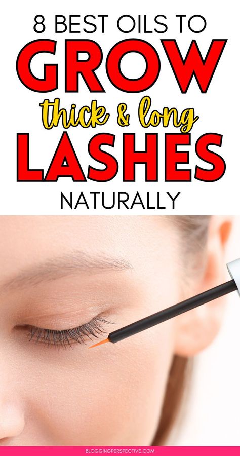 Looking for the best oil for eyelash growth? These 8 oils will help you grow eyelashes naturally and give you longer, healthier lashes. Learn how to grow eyelashes with natural methods and incorporate these eyelash growth DIY tips into your routine. Visit the blog for more eyelash growth tips and find out how to make your own diy lash serum for gorgeous long lashes! What To Use To Make Your Eyelashes Grow, How To Make Your Eyelashes Longer Naturally, What Makes Eyelashes Grow, How To Grow Back Eyelashes, Lash Oil Longer Eyelashes, How To Grow My Eyelashes, How To Make Lashes Grow, Eyelash Growth Tips, How To Apply Lash Serum