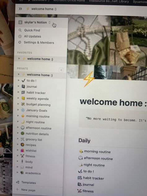 Notion Page Ideas Aesthetic, Aesthetic Notion Inspiration, Notion 2023 Goals, Daily Inspo Aesthetic, Home Notion Template Ideas, Notion Ipad Aesthetic, Study Notion Aesthetic, Journal Notion Ideas, Notion Template Ideas Journal